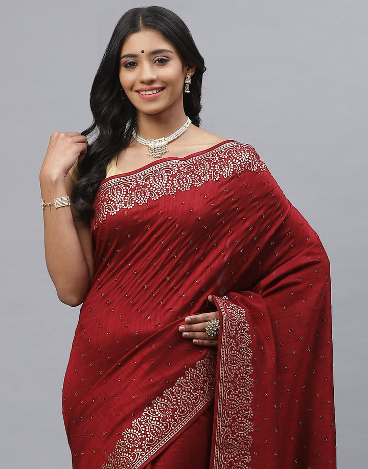 Dupion Silk Embroidery Saree