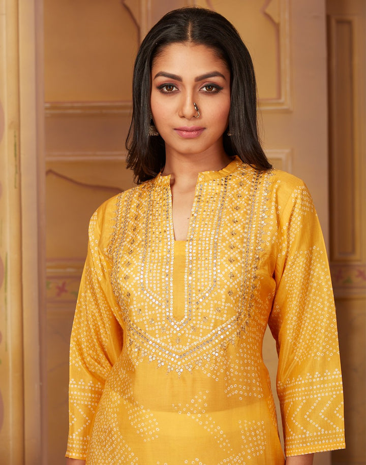 MBZ Meena Bazaar-Yellow Cotton Kurti