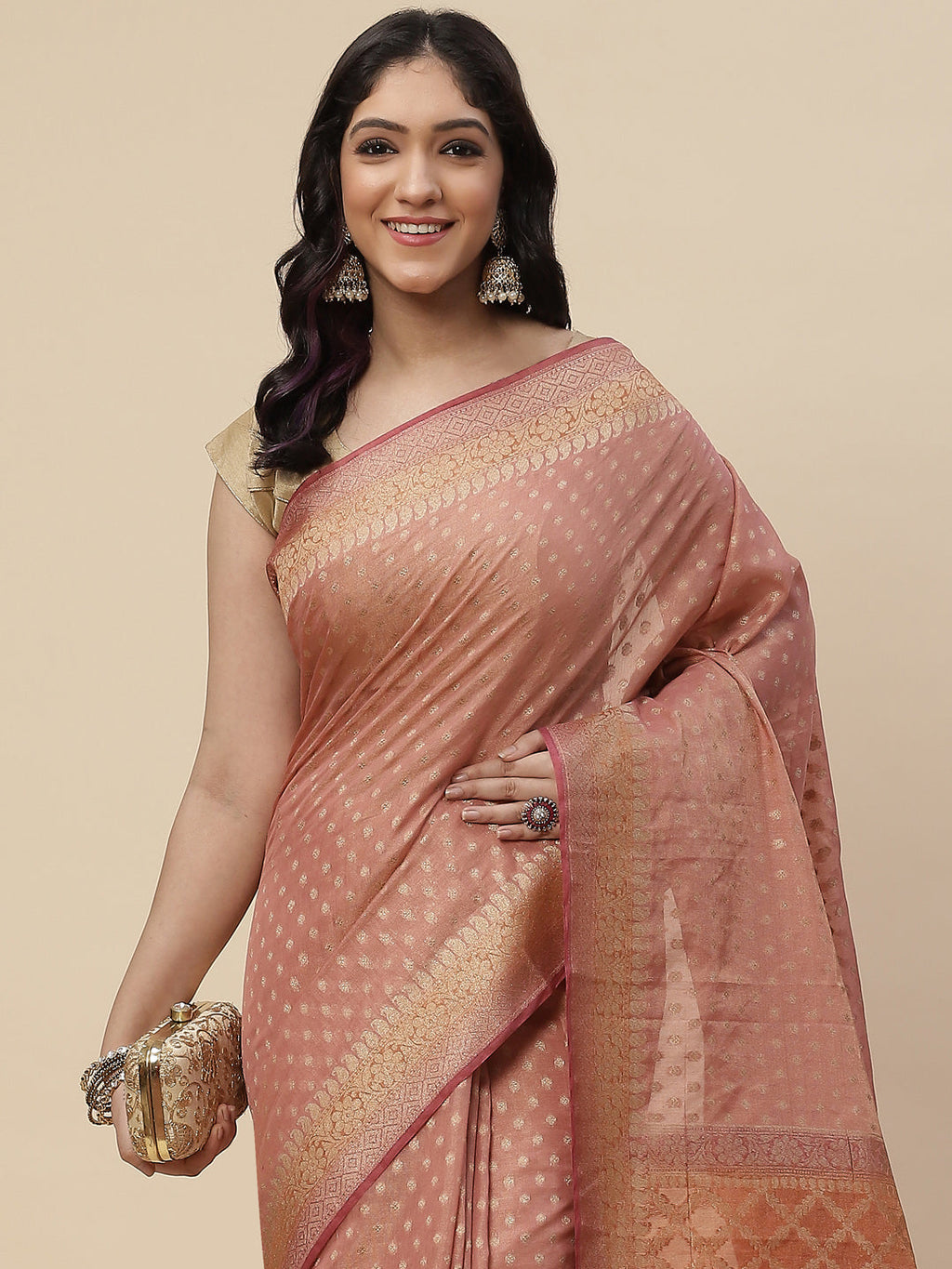 Zari Border Booti Cotton Woven Saree