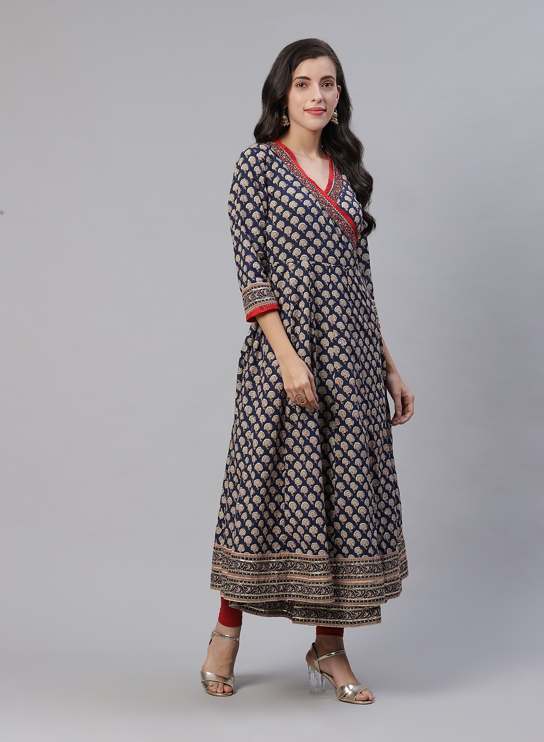 Printed Cotton Angrakha Kurti