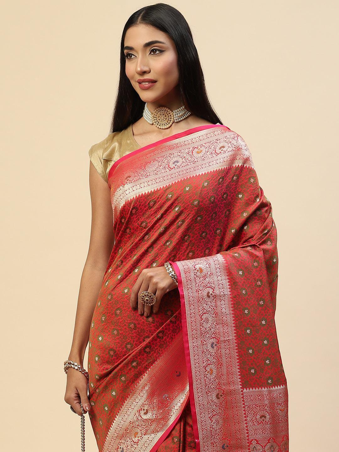 Zari Jaal Banarasi Woven Saree