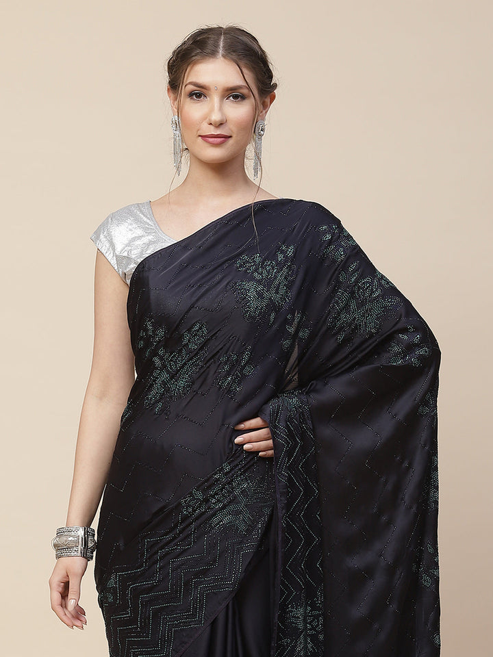 Stone Embroidered Satin Saree