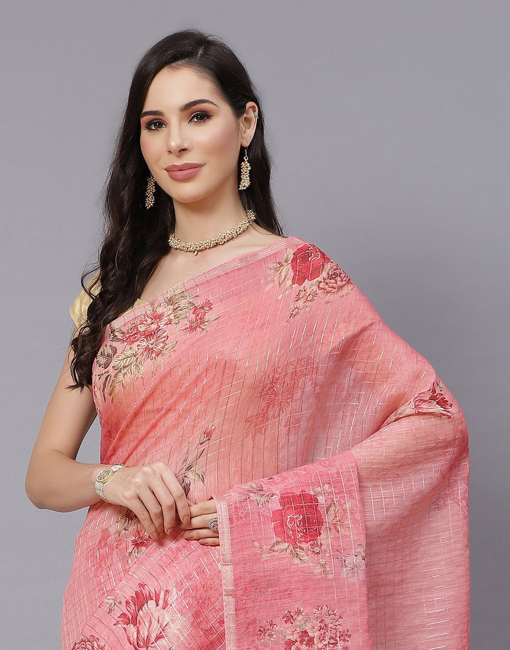 Digital Floral Linen Printed Saree