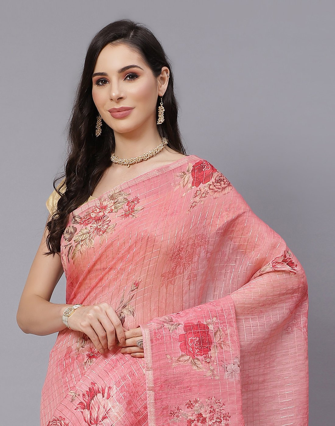 Digital Floral Linen Printed Saree