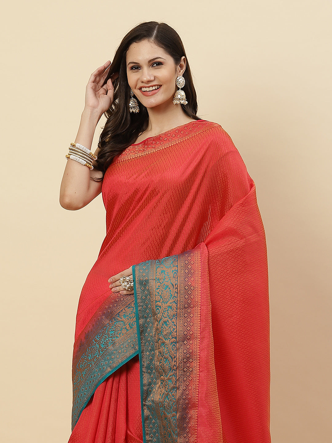 Plain Zari Border Handloom Woven Saree