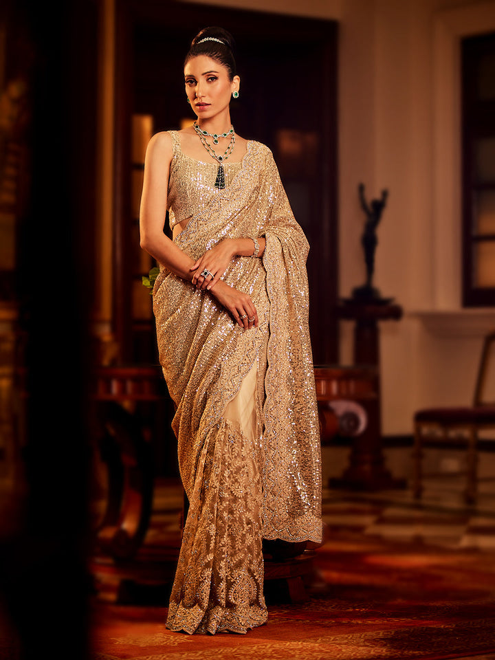 Sequin Embroidered Net Saree