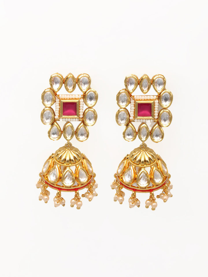 Gold Plated Kundan Necklace With Earrings