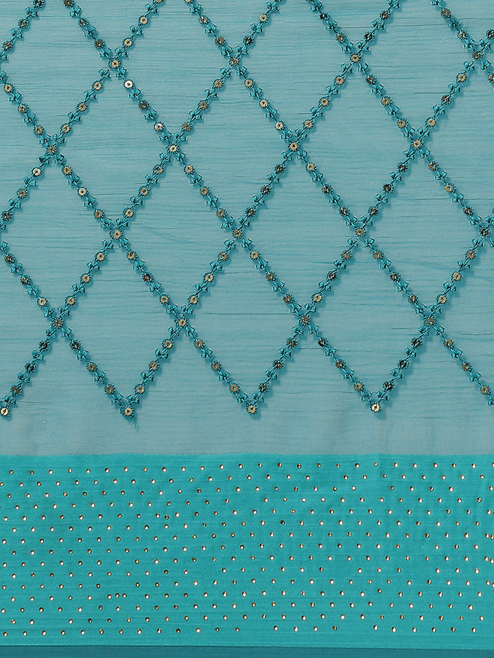 Sequence Art Handloom Chiffon Embroidered Saree
