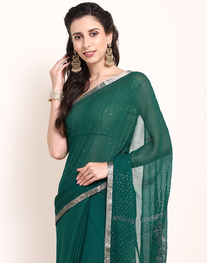 MBZ Meena Bazaar-Maroon Chiffon Saree