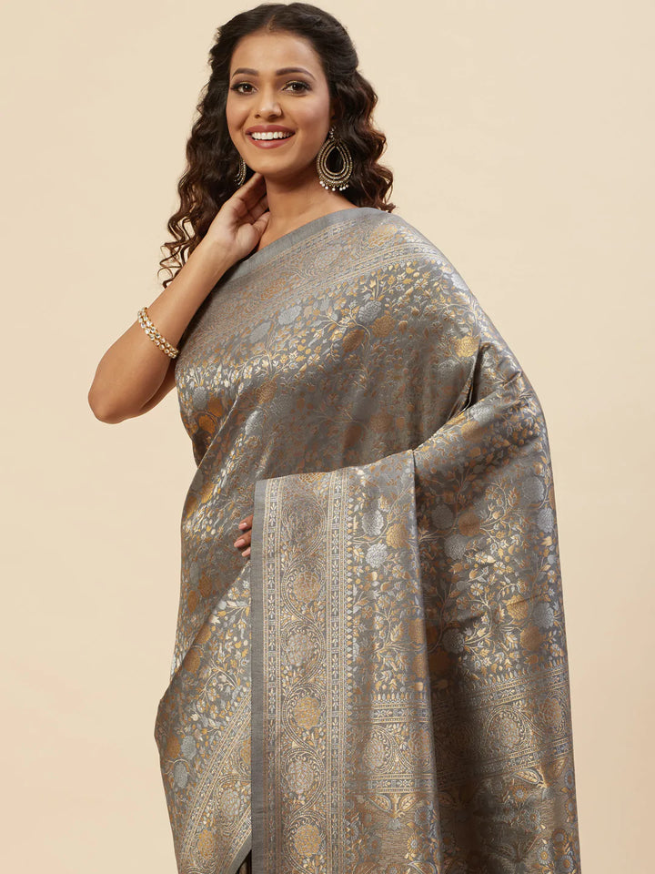 Brocade Zari Jaal Handloom Woven Saree