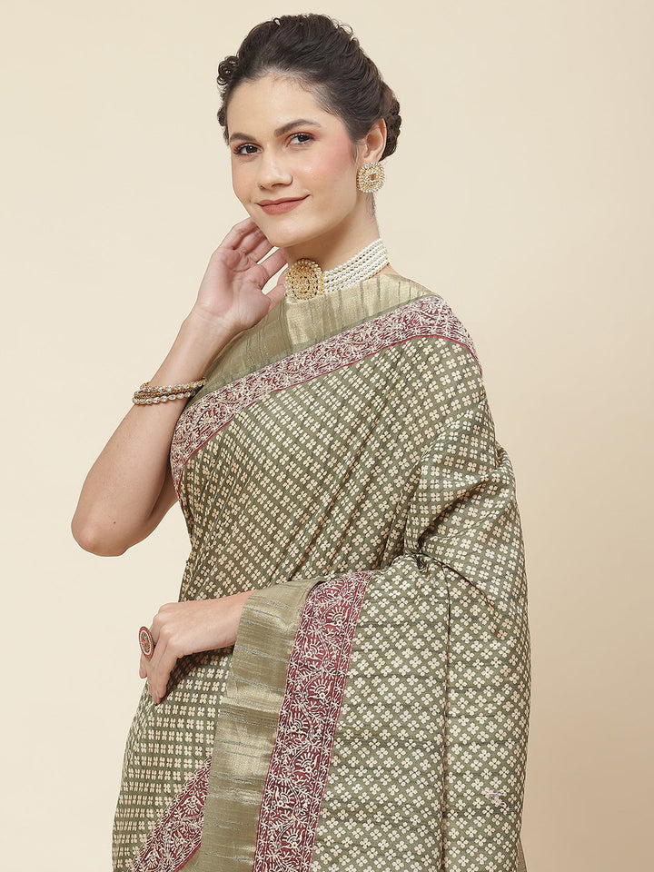 Printed Tussar Saree