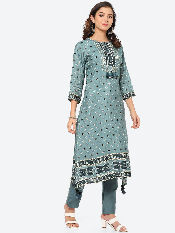 Printed Muslin Kurta With Pant