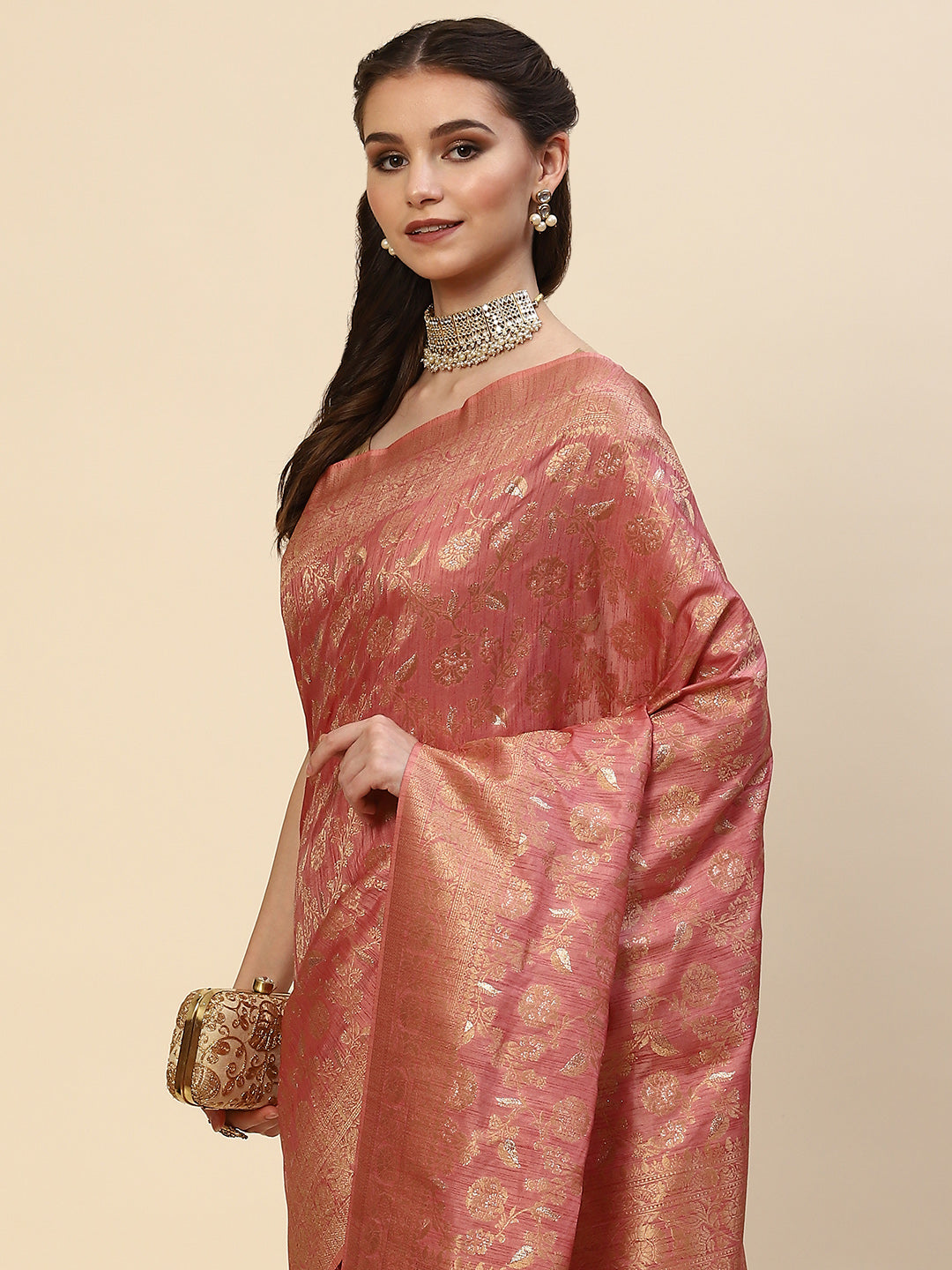 Floral Zari Jaal Handloom Woven Saree