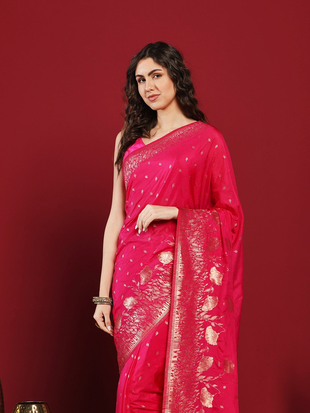 Plain Crepe Saree