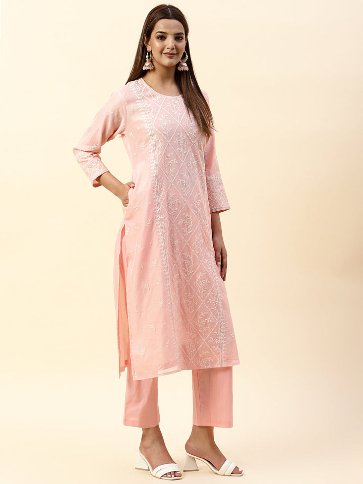Embroidered Chanderi Kurta With Palazzo