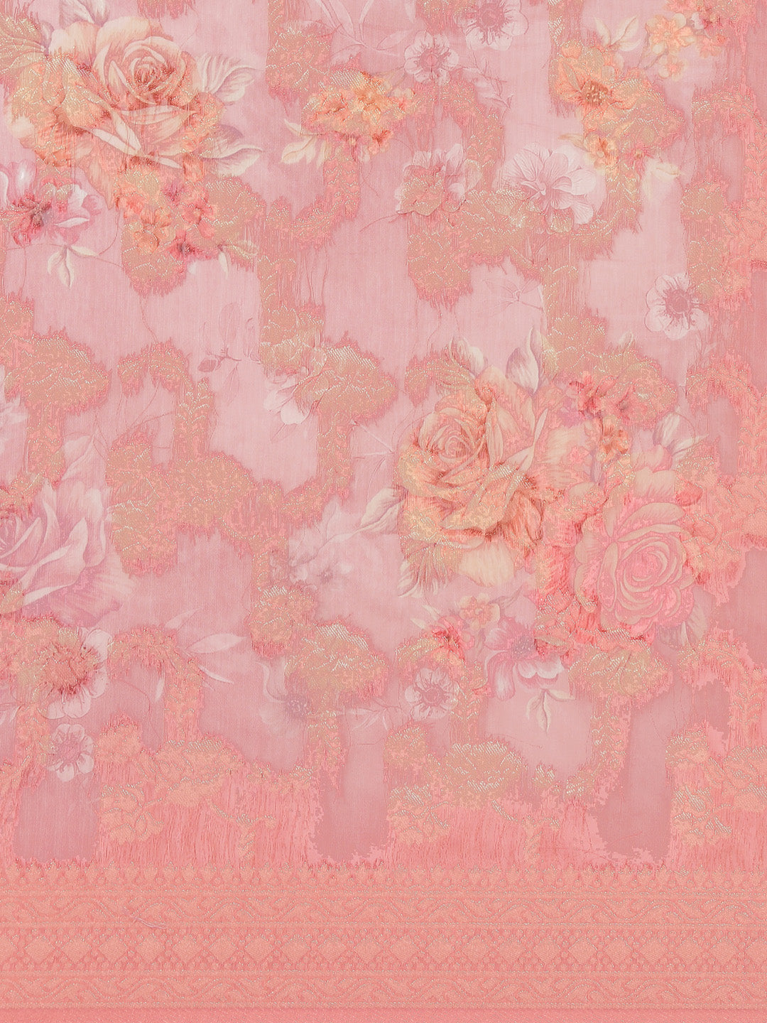 Digital Floral Printed Banarasi Pallu Cotton Chanderi Saree