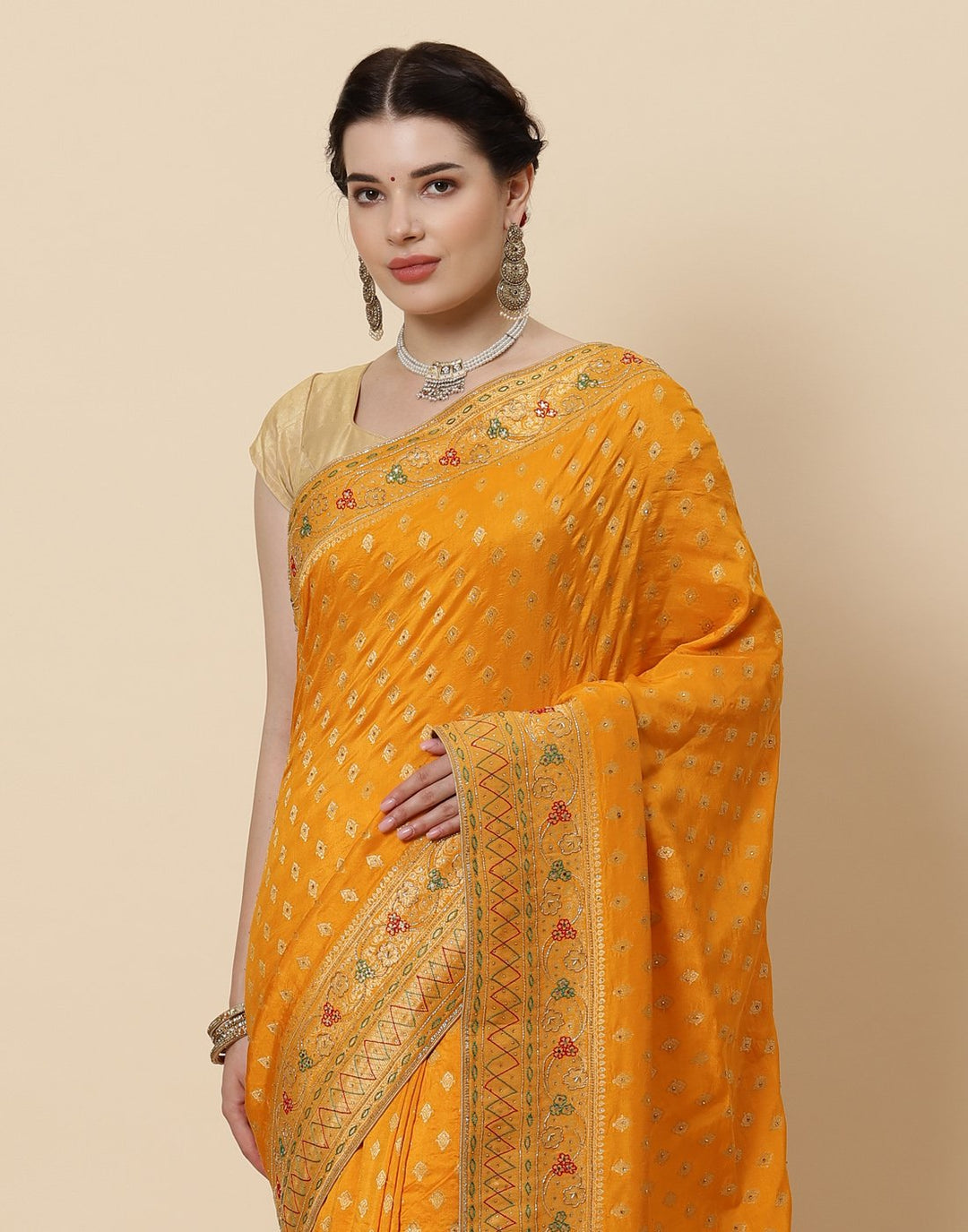 Cutdana Embroidered Banarasi Woven Saree