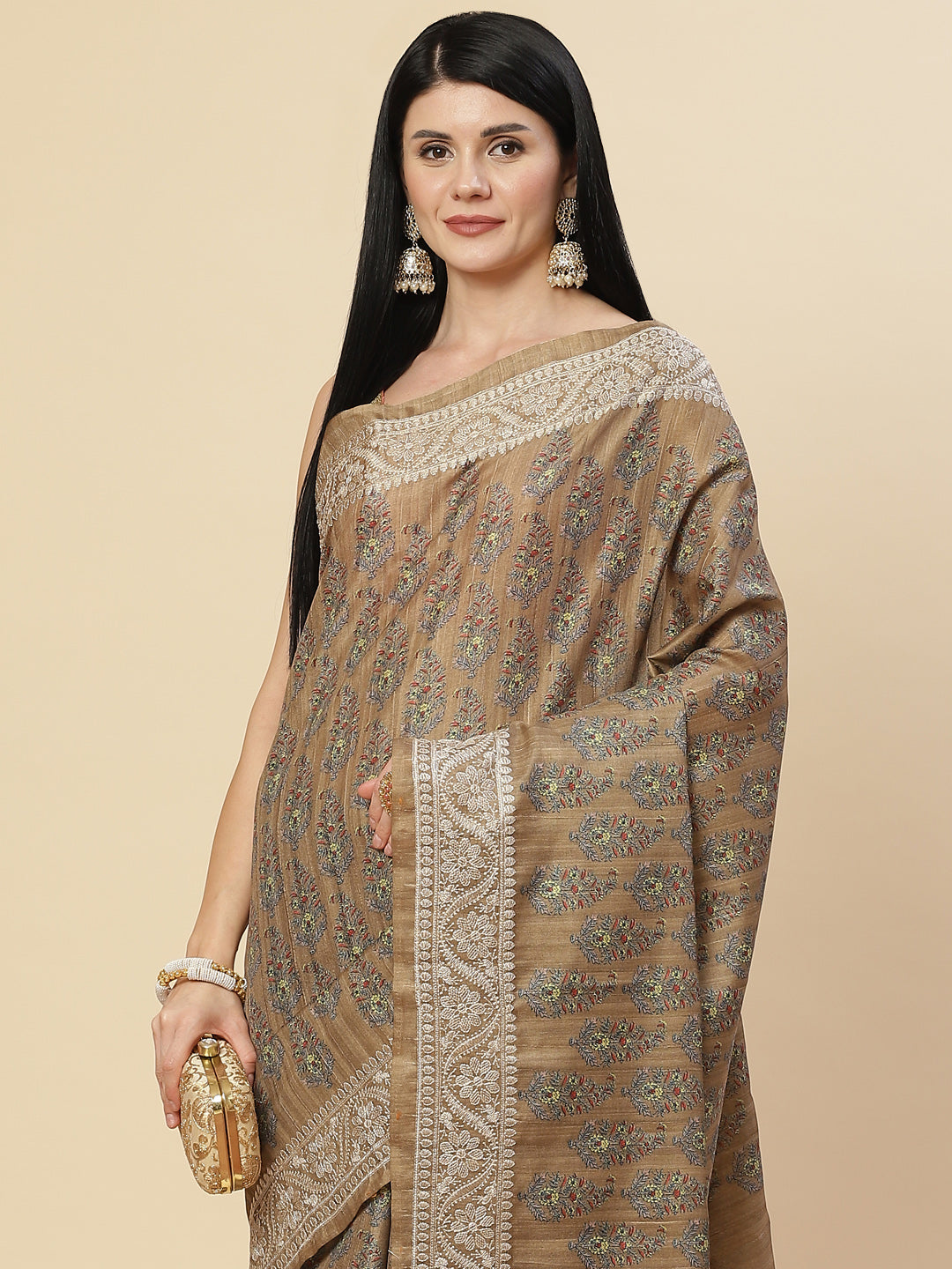 Digital Printed Tussar Saree