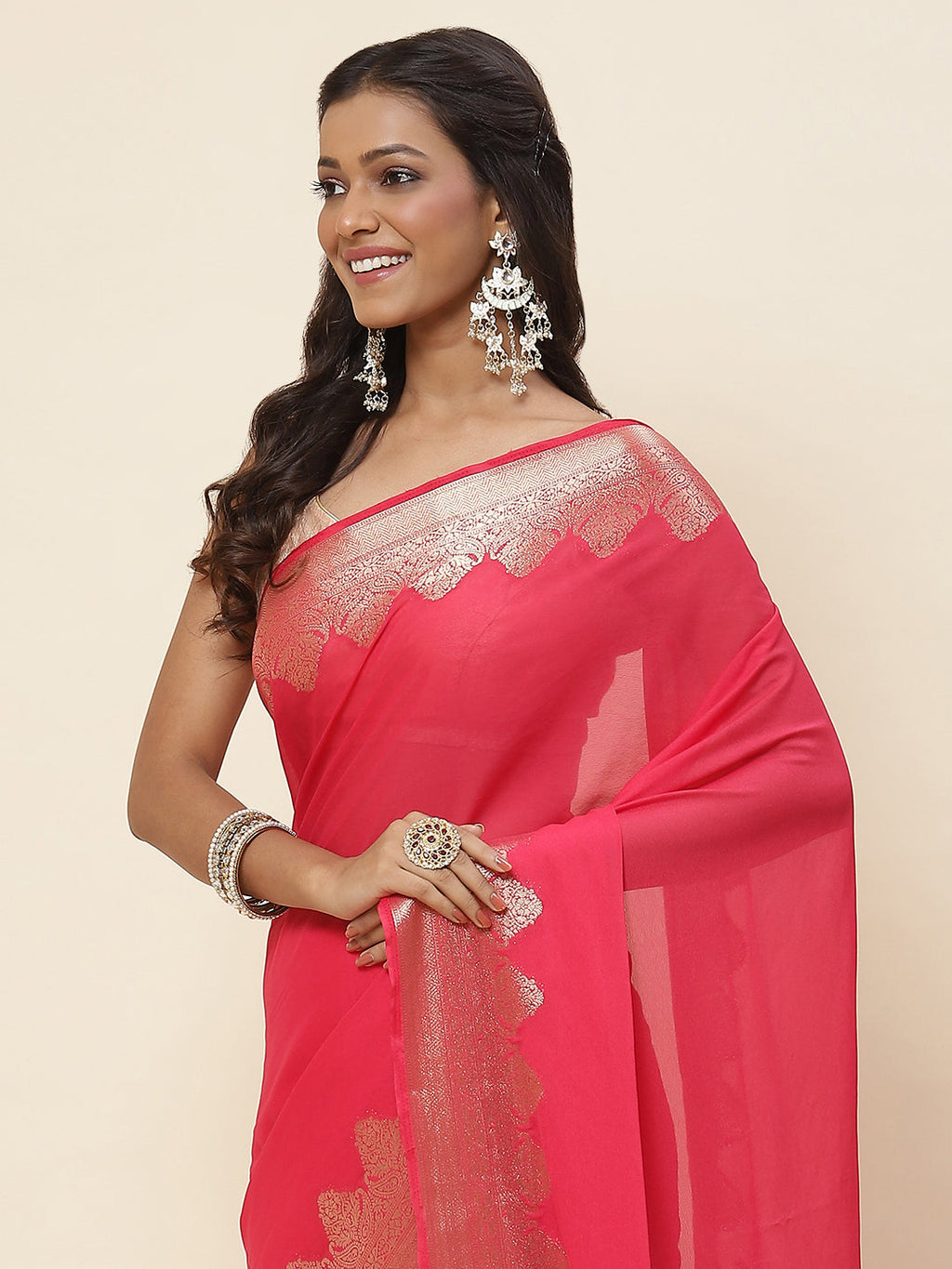 Zari Border Georgette Saree