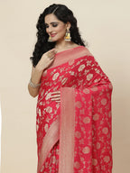 Floral Zari Jaal Georgette Plain Saree