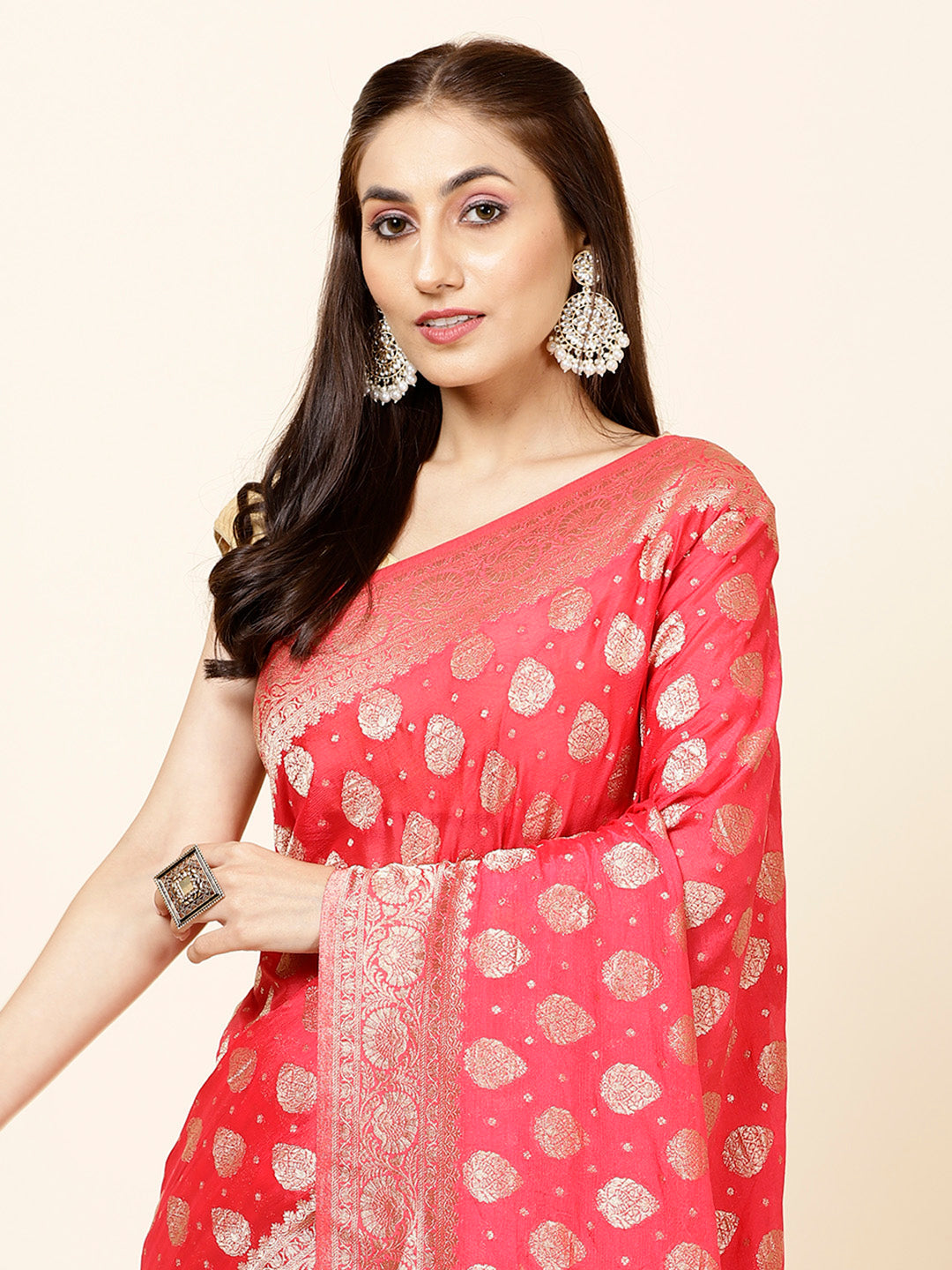 Zari Border Plain Georgette Saree