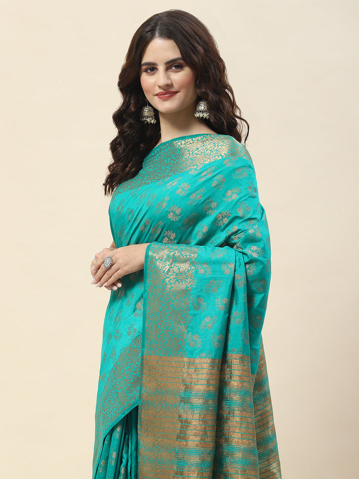 Zari Border Booti Woven Handloom Saree