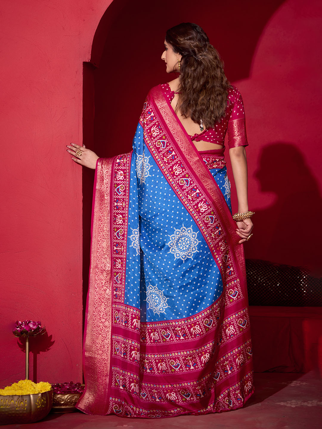 Bandhani Printed Art Silk Saree