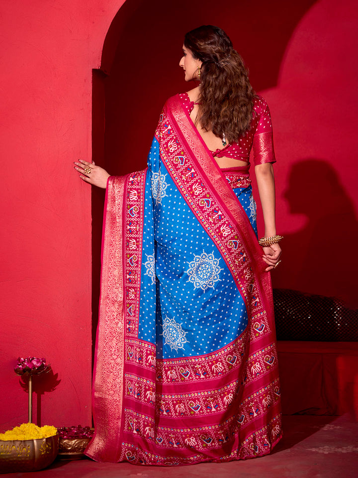 Bandhani Printed Art Silk Saree