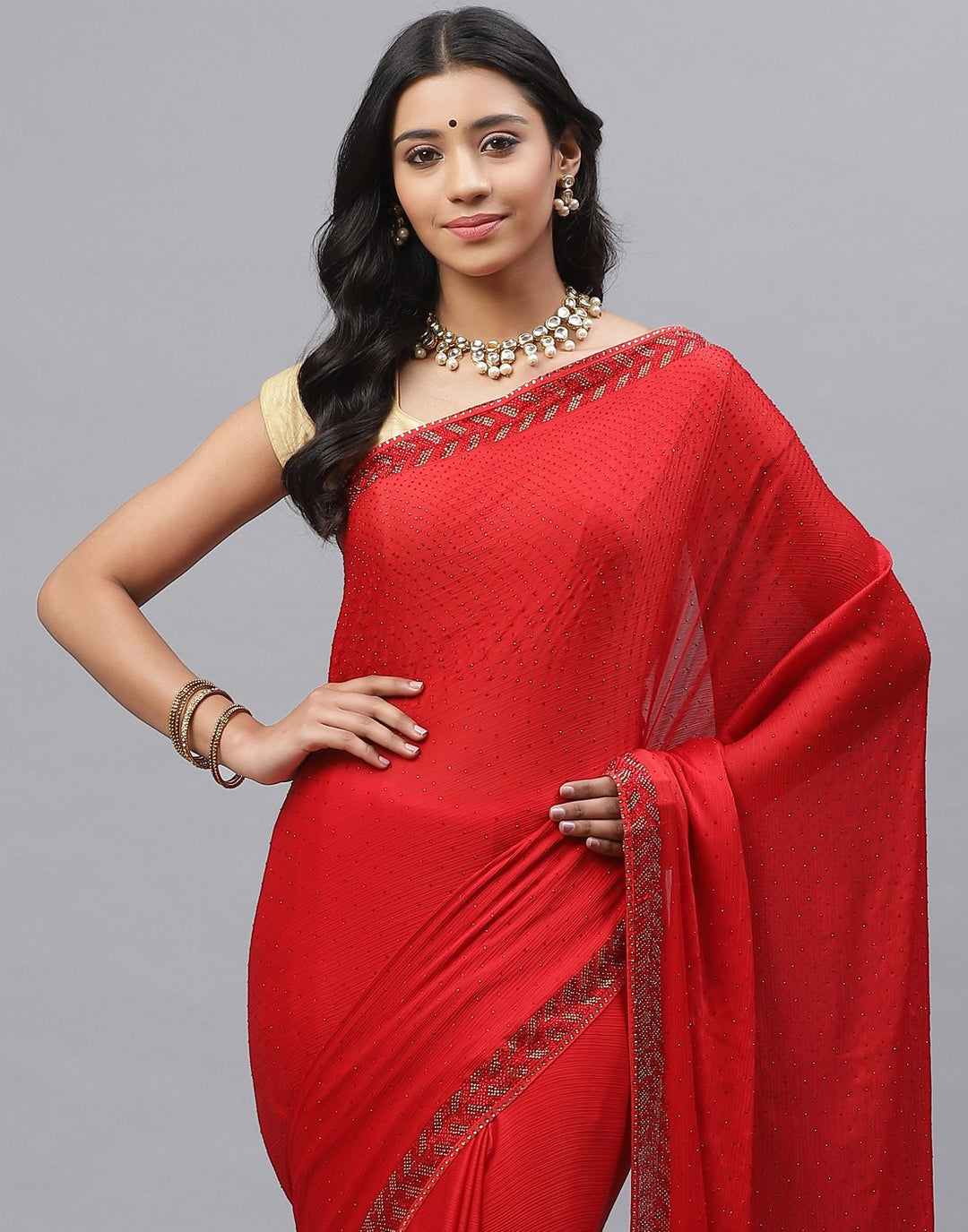Art Chiffon Embroidery Saree