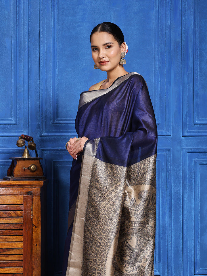 Zaari Jaal Tussar Saree