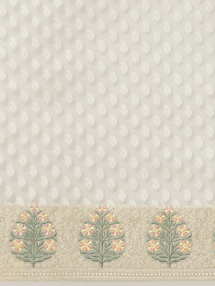 Resham Border Cotton Embroidered Saree