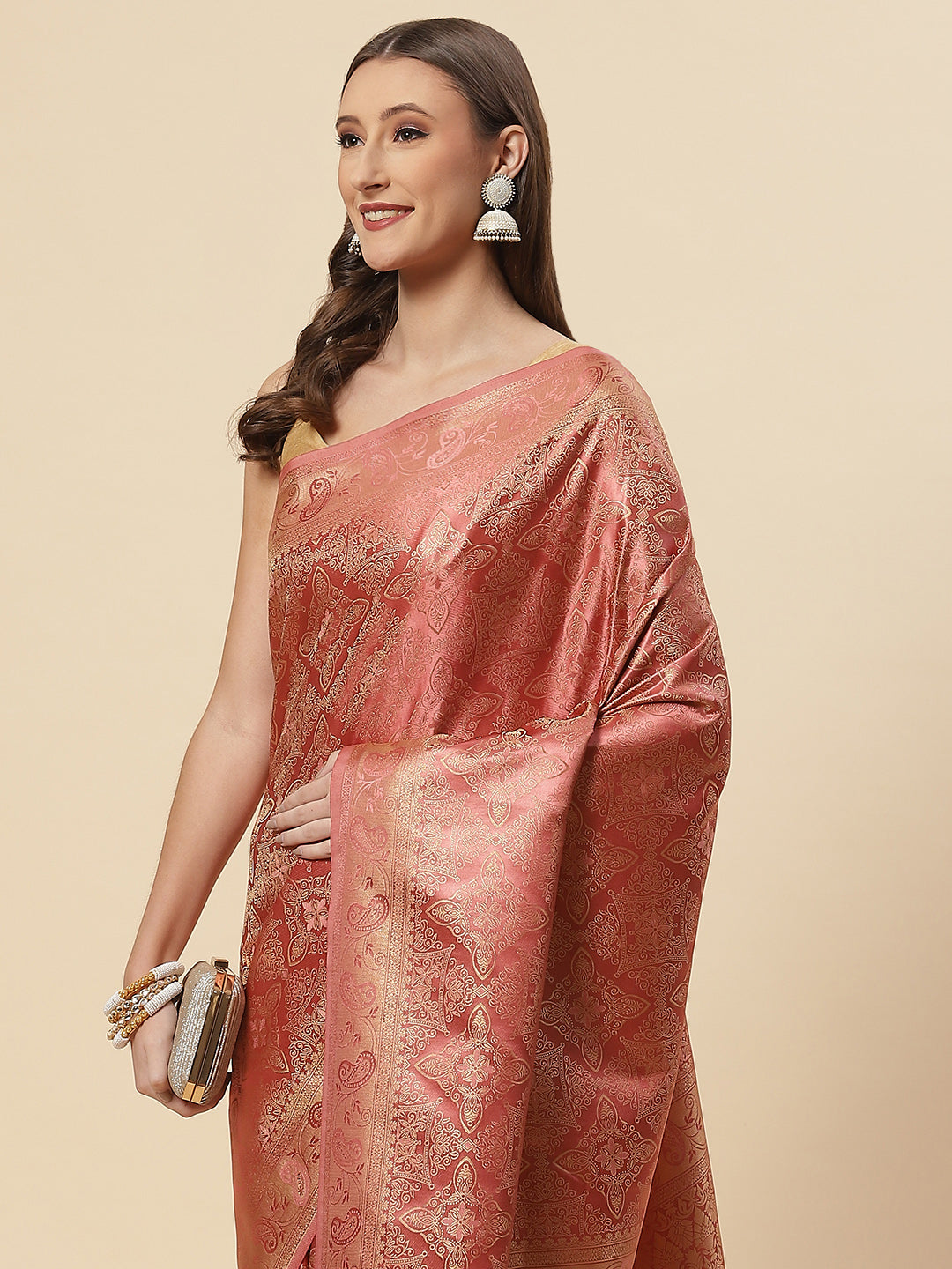 Zari Jaal Satin Woven Saree
