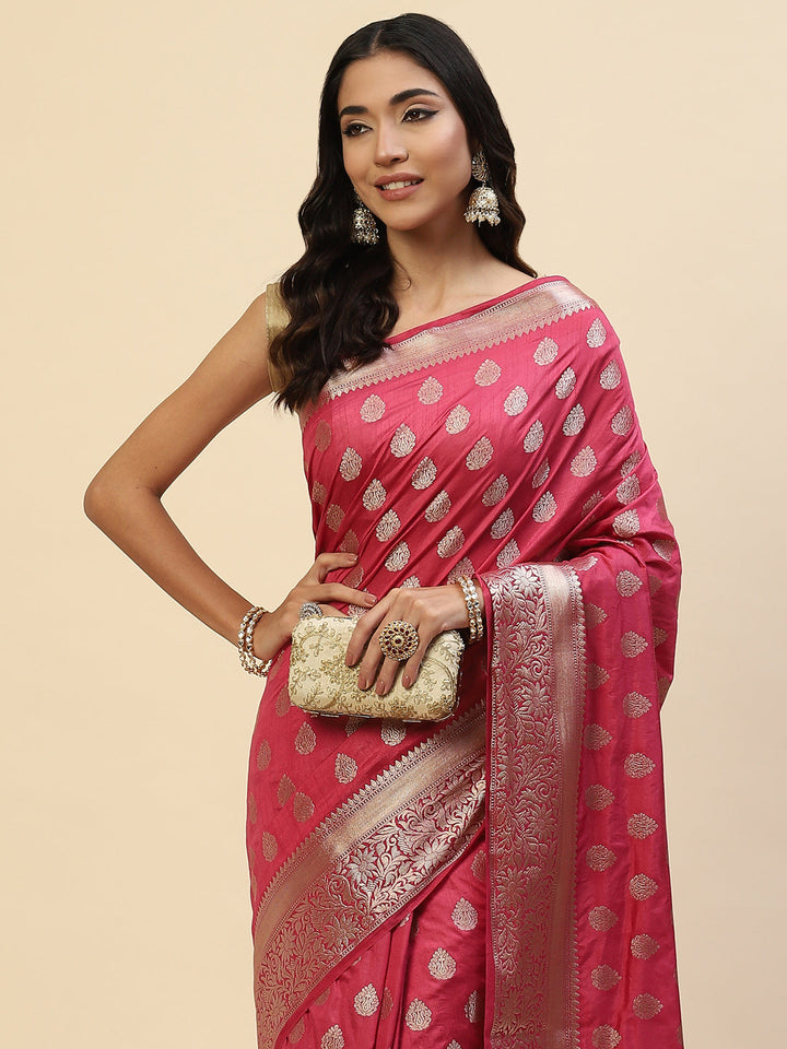 Zari Border Booti Handloom Woven Saree