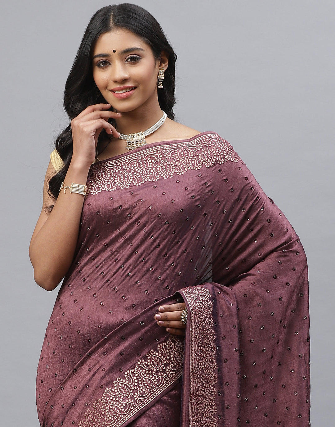 Dupion Silk Embroidery Saree