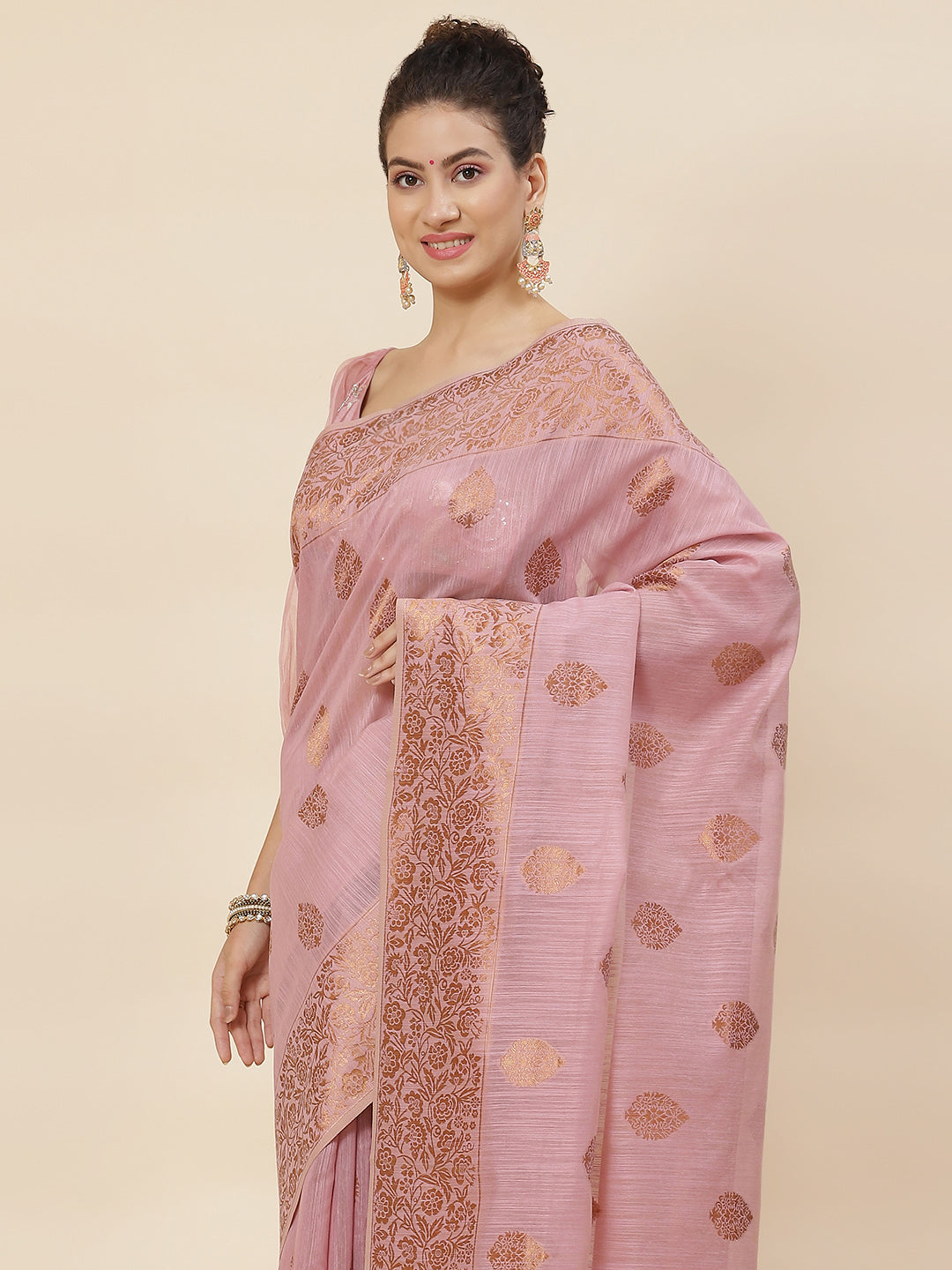 Zari Booti Woven Cotton Saree