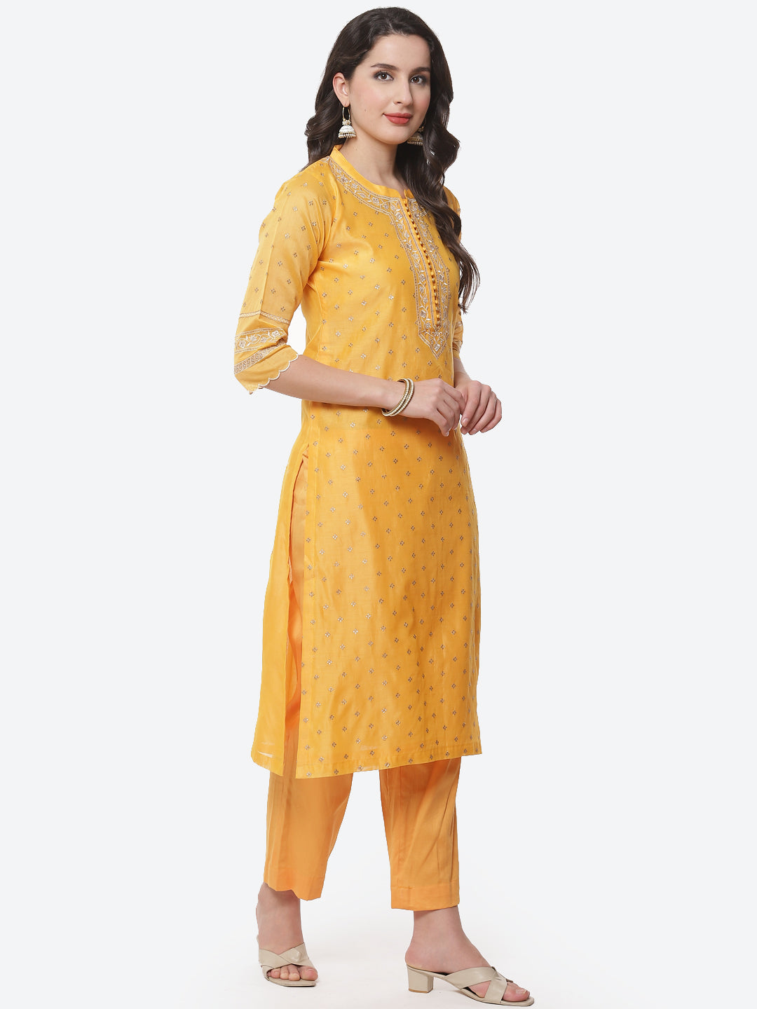 Resham Jaal Cotton Chanderi Stitched Salwar Kameez With Embroidered Dupatta