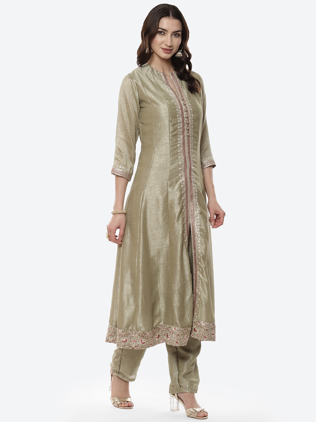 Embroidered Zari Dupion Stitched Salwar Kameez With Embroidered Chanderi Dupatta