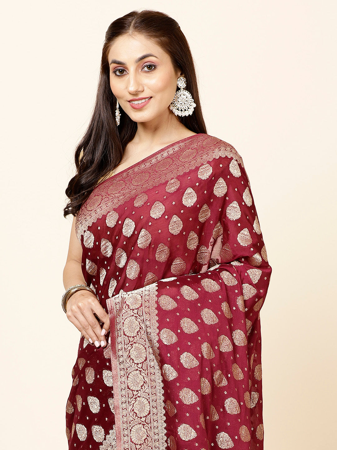 Zari Border Plain Georgette Saree
