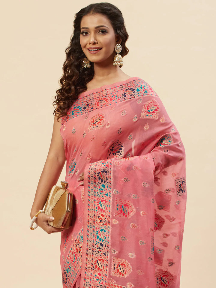Zari Border Booti Handloom Woven Saree