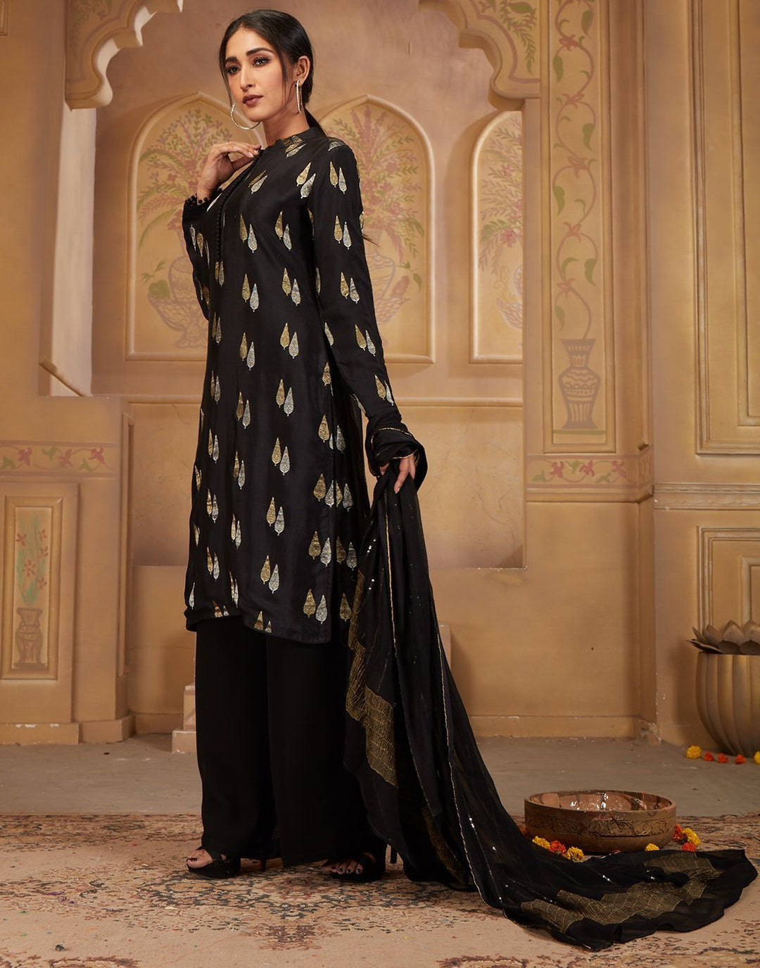 MBZ Meena Bazaar-Black Georgette Salwar Kameez