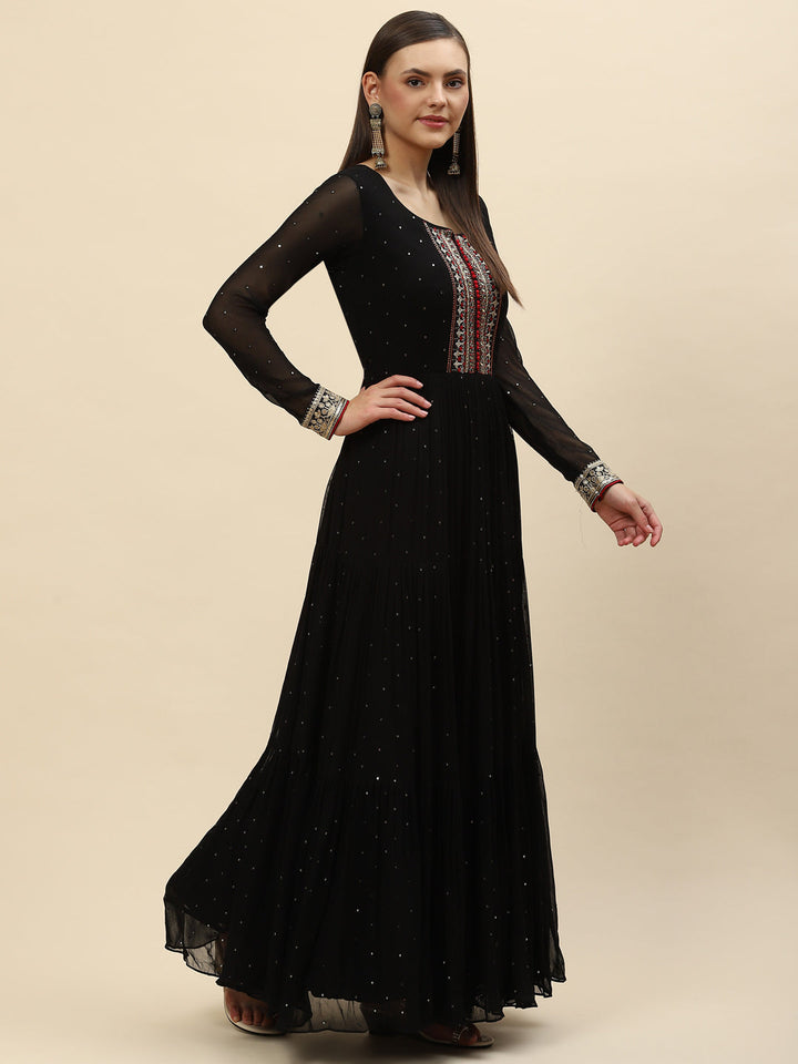 Resham Mirror Booti Georgette Kurta With Churidar &amp; Dupatta