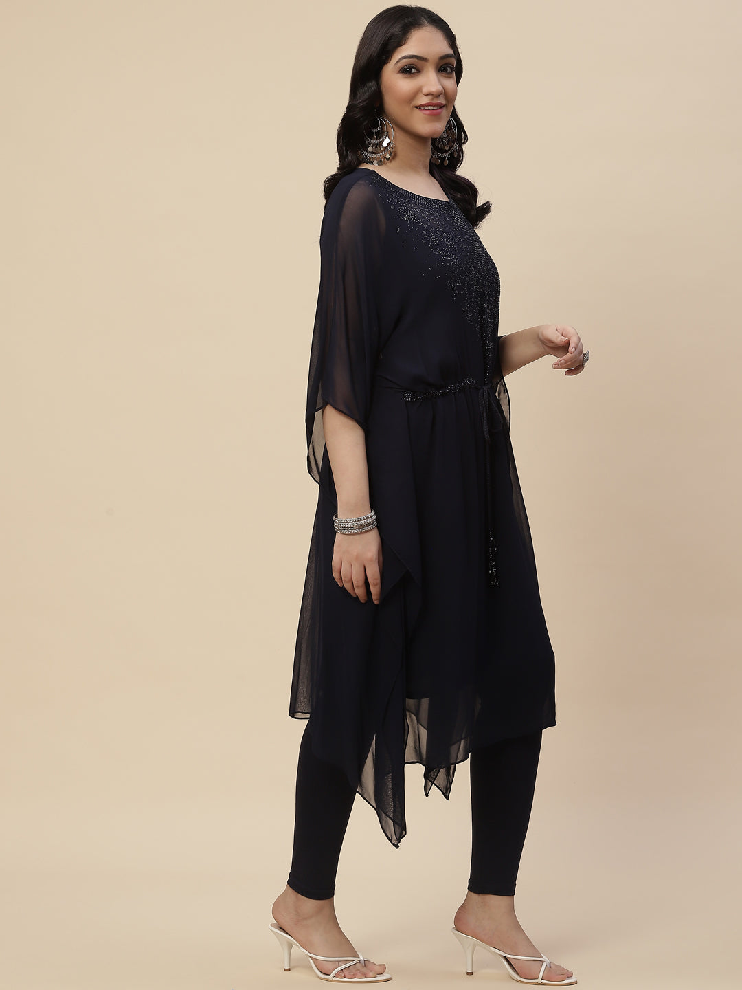 Sequin Embroidered Georgette Kaftan Kurta