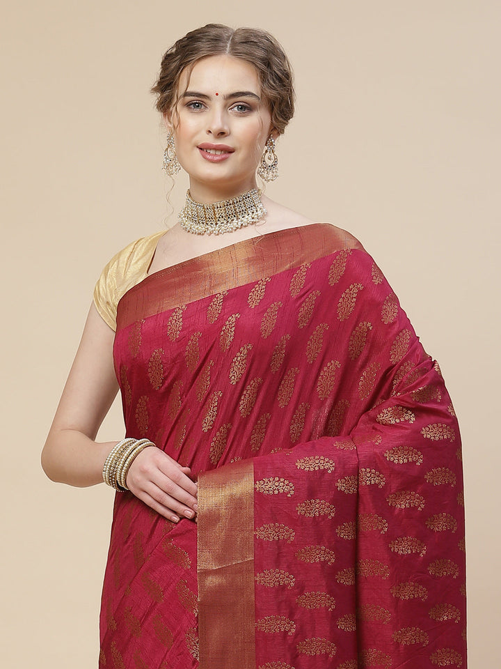 Zari Border Booti Art Handloom Woven Saree