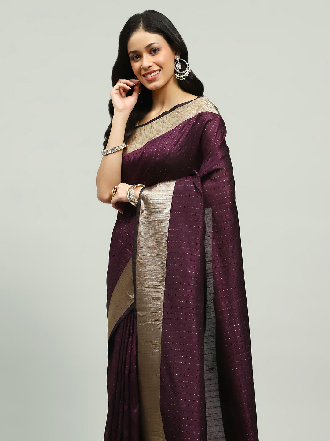 Embroidered Border Booti Art Silk Saree