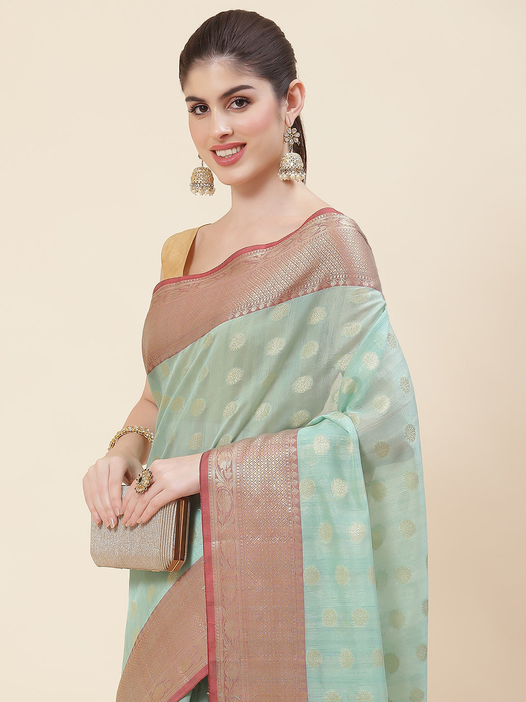 Zari Booti Cotton Woven Saree