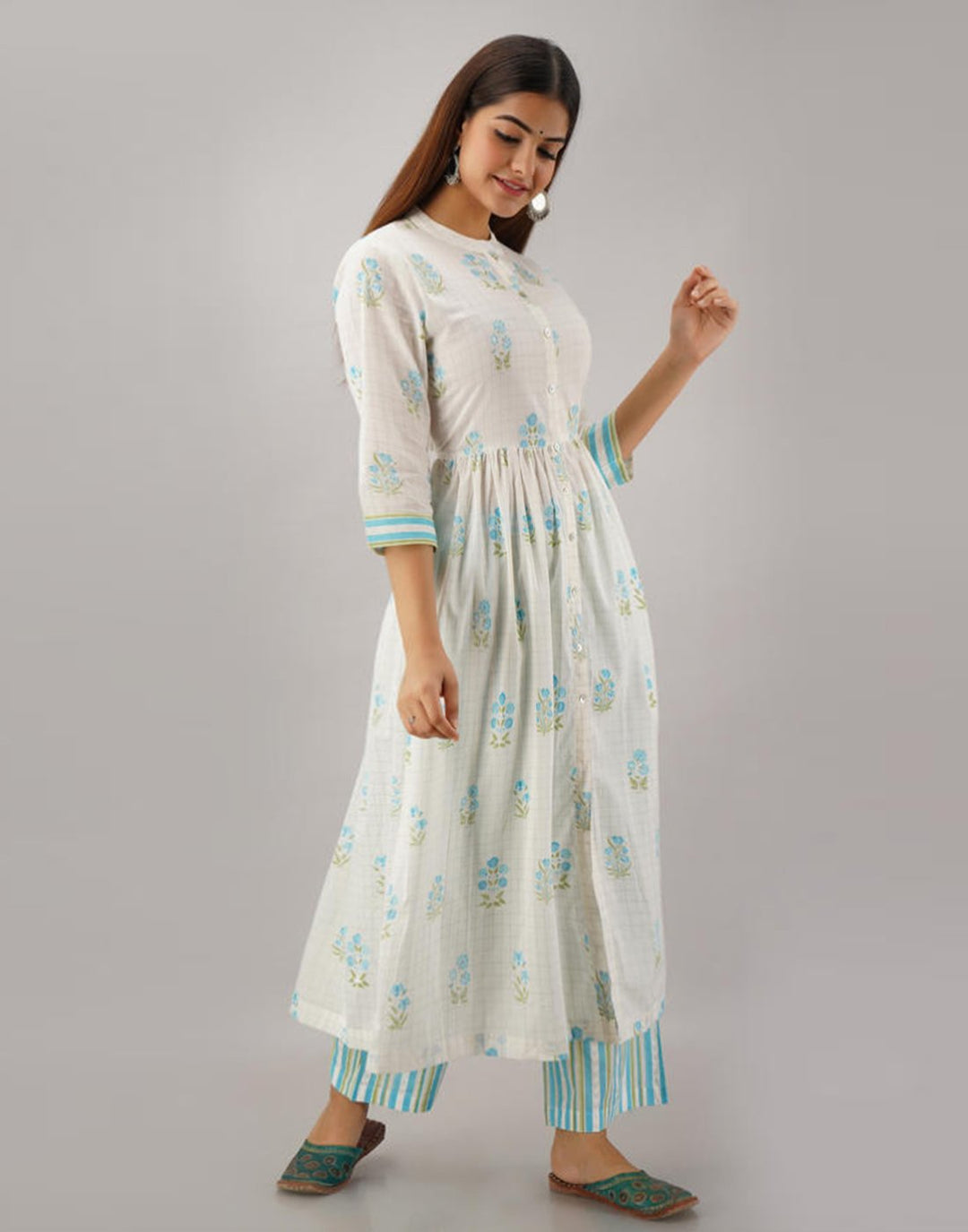 Printed Cotton Anarkali Kurti With Pant