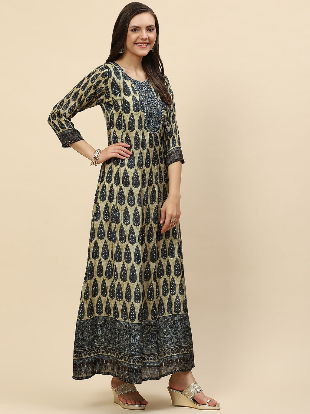 Printed Muslin Flared Kurta