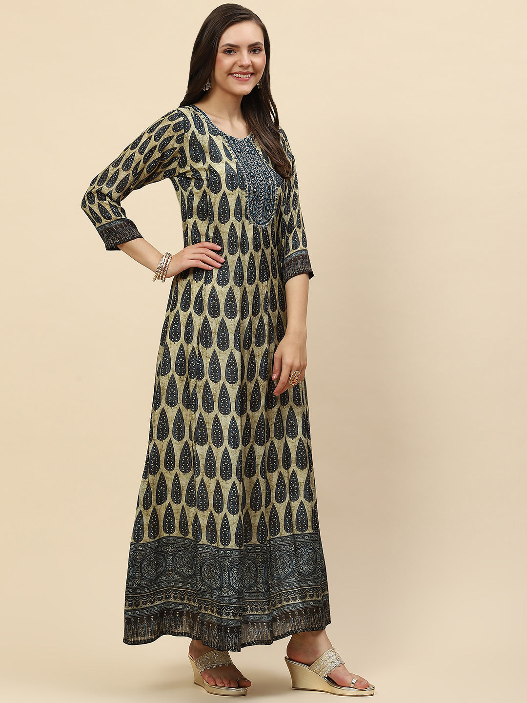 Printed Muslin Flared Kurta