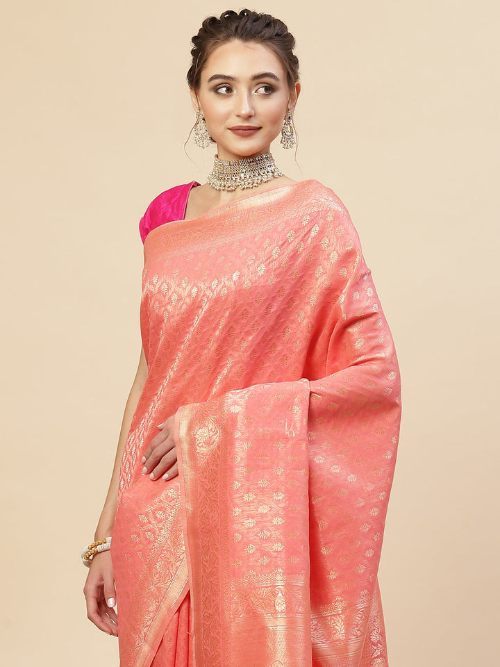Zari Border Booti Cotton Woven Saree