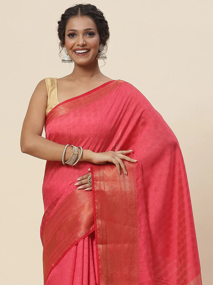 Plain Zari Border Handloom Woven Saree